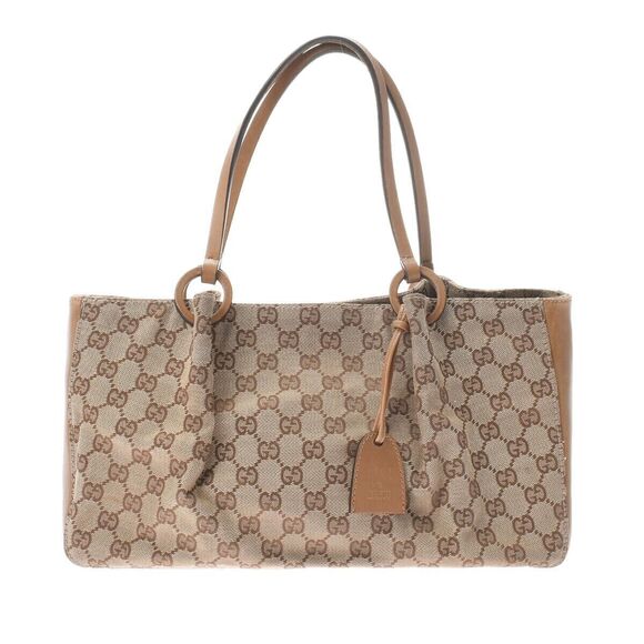 Authentic GUCCI Monogram Ring Canvas Leather Tote Bag - With Wallet & Tag